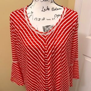 NWT Great BELL SLEEVE SPRING TOP Blouse red white XL (notX part of bundle sale)